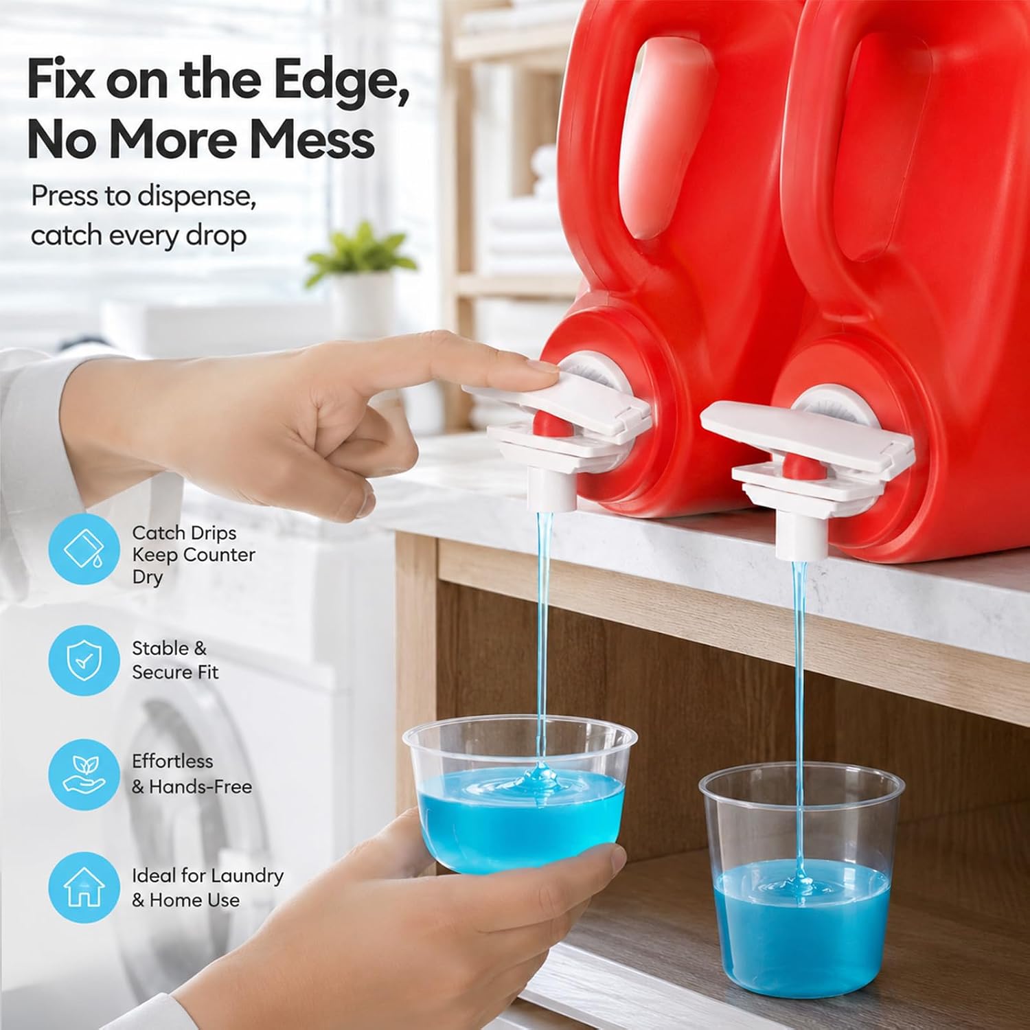 4 Pack Laundry Detergent dispenser Nozzle Switch Holder, Drip-Free Nozzle Force-Saving Switch for Detergent and Softener, Easy-Press Spout Opener Fits Most Large Bottles