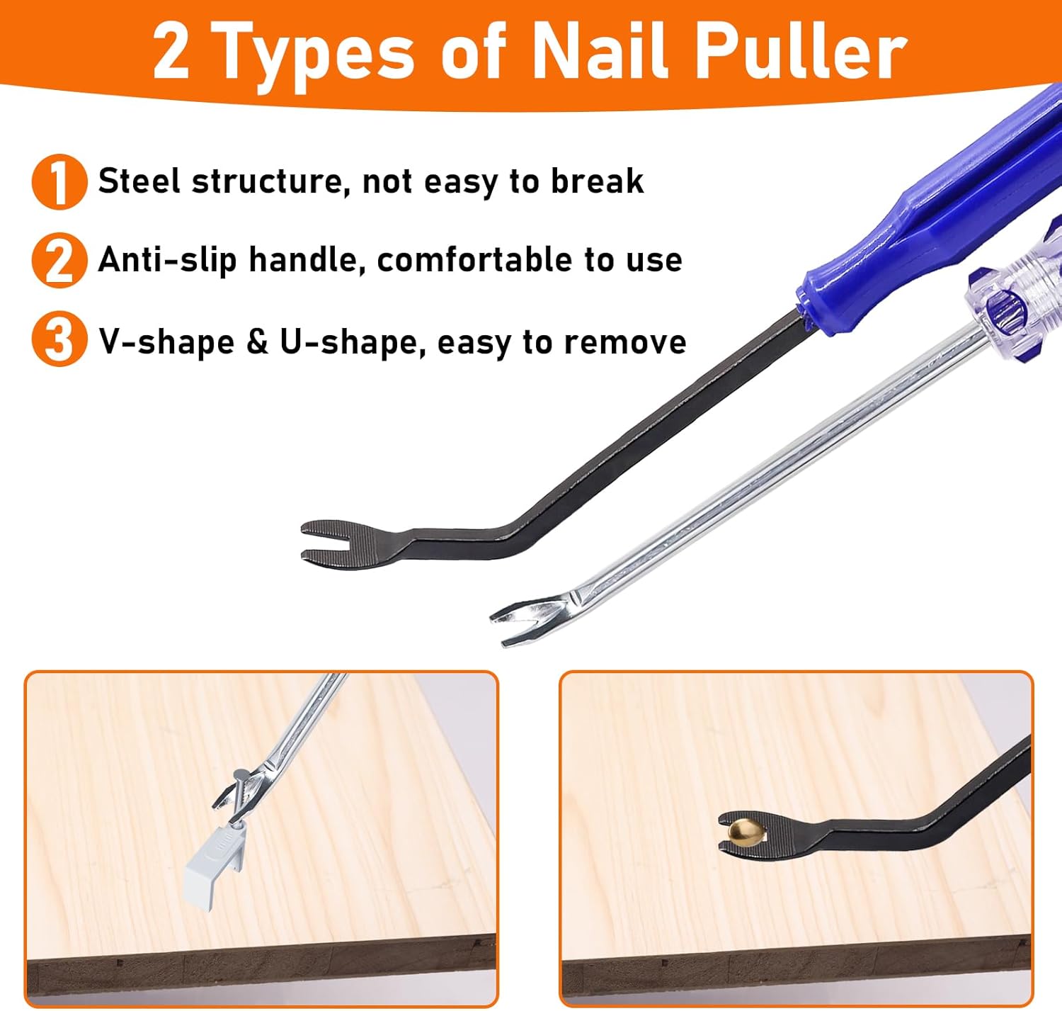 4Pcs Upholstery and Construction Staple Remover Tools Set - Nail Tack Remover, U Tack Lifter, End Cutting Plier, Carpet Remover Tool for Furniture Floor Craft Project Photo Frame