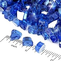 Vista 2 de Skyflame Vidrio de fuego de alto brillo de 20 libras para paisajismo de chimeneas, 1/2 pulgada azul cobalto reflectante y dorado rosa reflectante