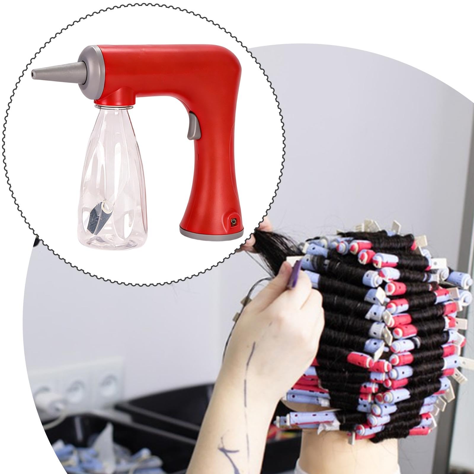 Elektrische Schaummaschine, Dauerwellengerät, Kabelloses, Wiederaufladbares Styling Zubehör Aus PP Material, Geeignet für Friseursalons, Rot