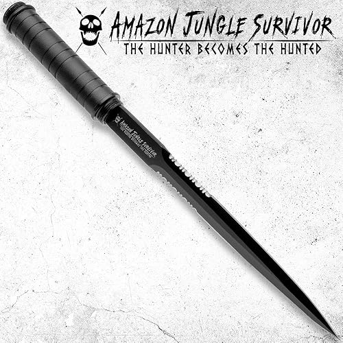Miniatura 7 de Amazon Jungle Survivor - Lanza de desmontaje | Hoja de acero inoxidable 2Cr13 con acabado no reflectante, eje de acero texturizado, funda de