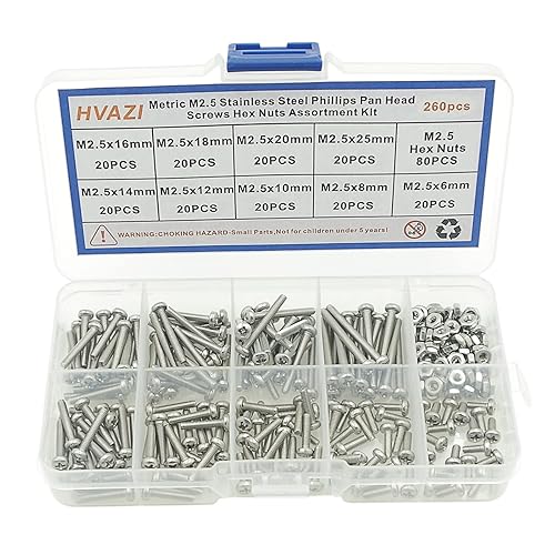 Metric M2.5 Kit surtido de tornillos de máquina Phillips de acero inoxidable con cabeza plana (M2.5)