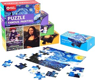 Mini Jigsaw Puzzles,4-in-1 Small Jigsaw Puzzles,Puzzles for Kids Age3+,Famous Painting Art Puzzle,10" x 7" Fun Puzzles,Decompression Puzzle Educational Game,Gifts for Kids Adults