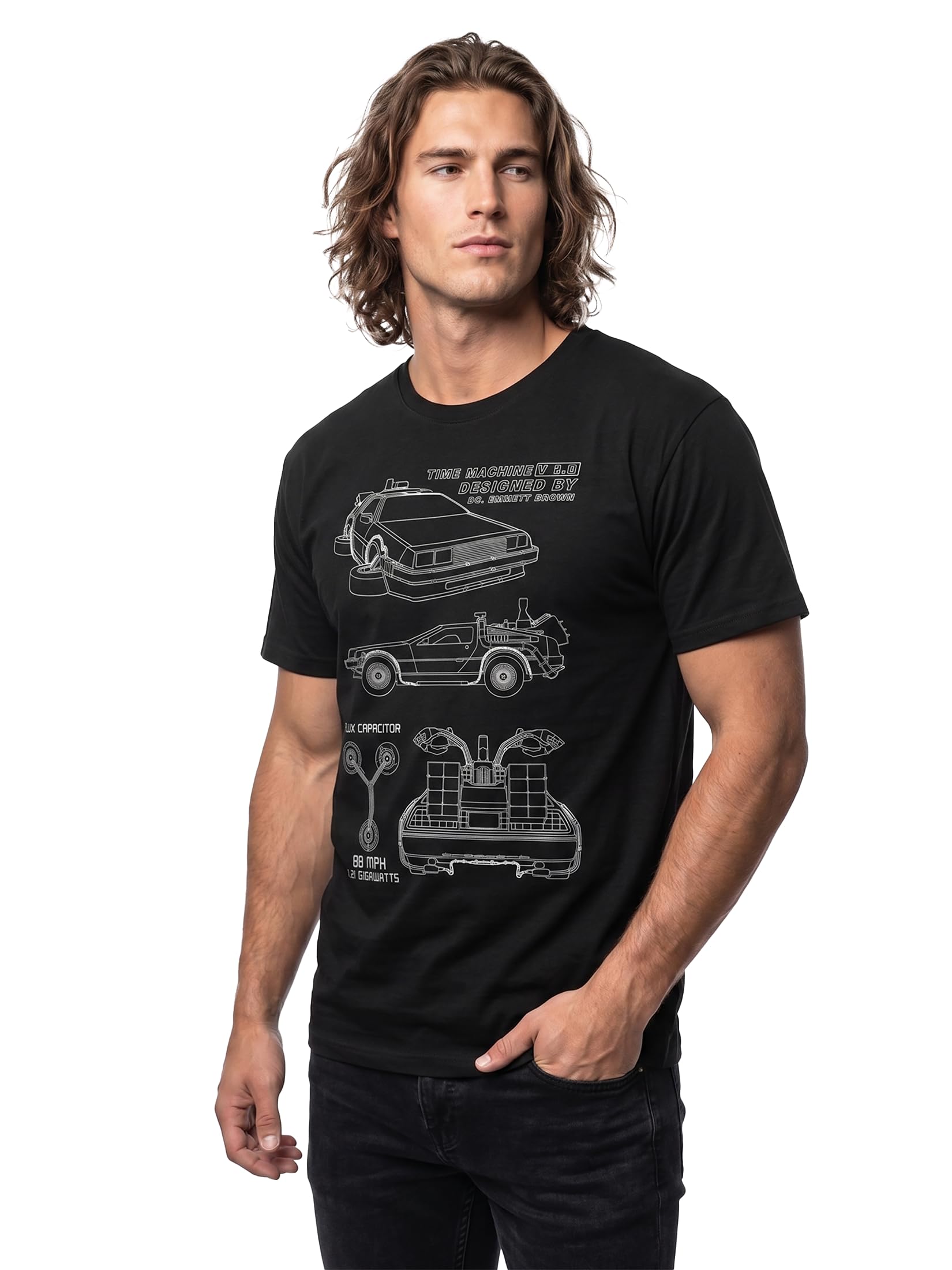 MAKAYA Camisetas Frikis Hombre - Futuro - T-Shirt Delorean