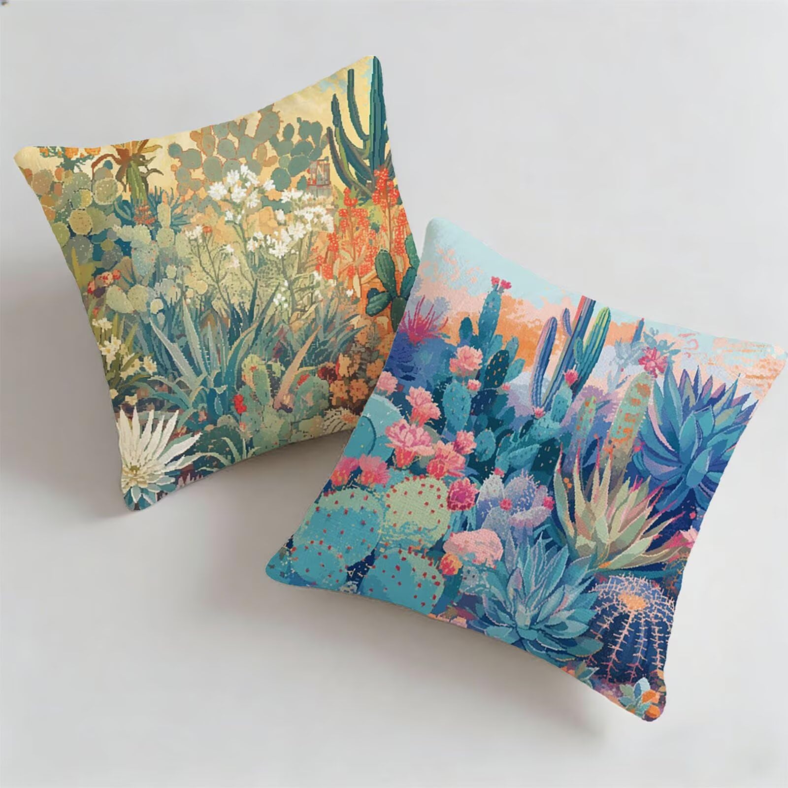 Housse coussin exterieur impermeable déperlante 40x40cm botanique lot de 2 anti humidité terrasse
