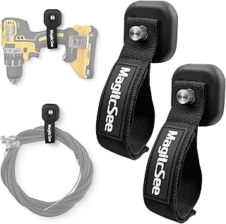 2 Pack Heavy Duty Magnetic Hook Straps for Extension Cords, Powerful Cruise Garage Storage Hook Ties for Hanging Cables, Garden Hoses Ropes, Workshop Tool Box Magnet Organize Hangers for Tools