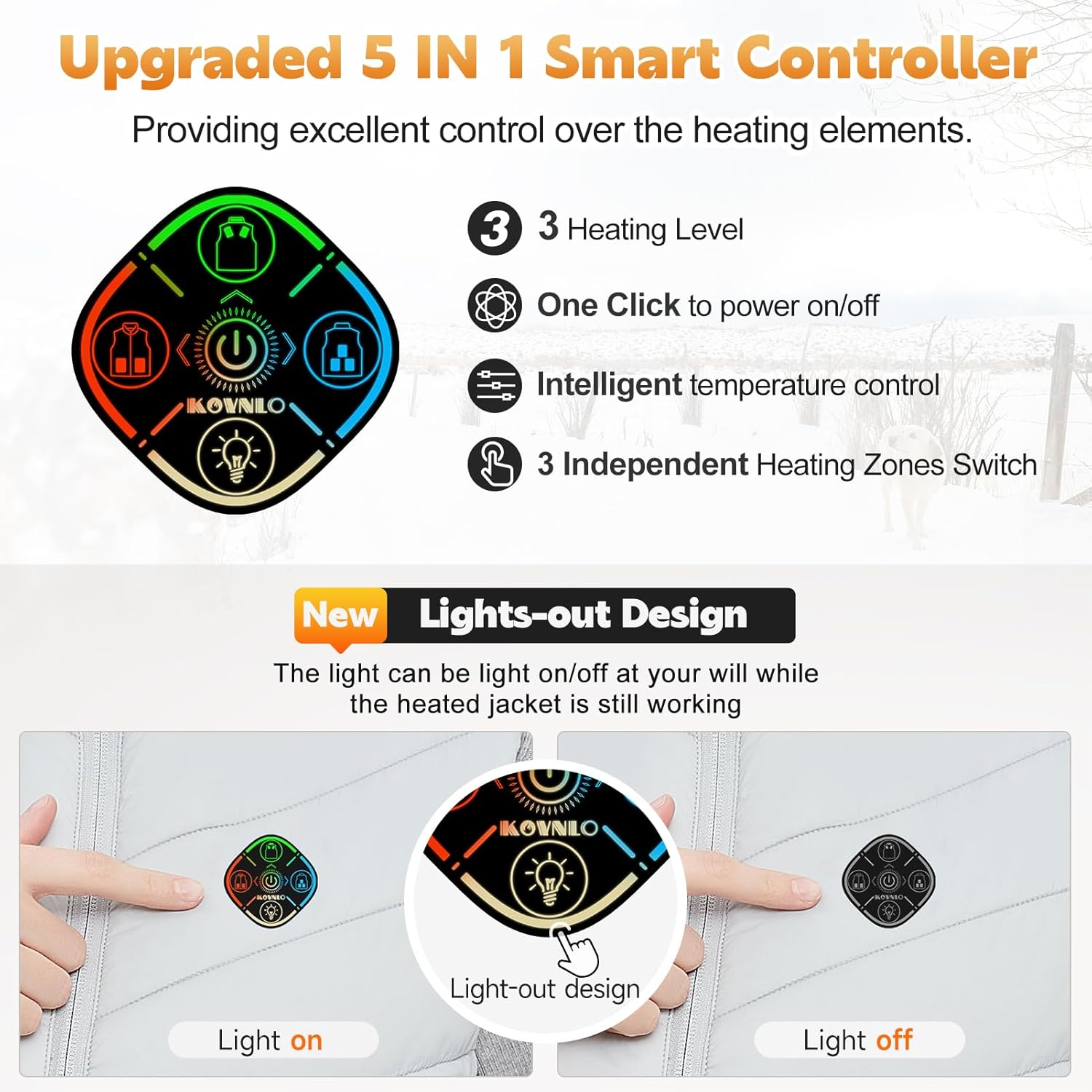 KOVNLO Heated Vest for Women With Battery Pack Included, Smart Button with Light-out Design, Electric Heated Jackets - Image 2