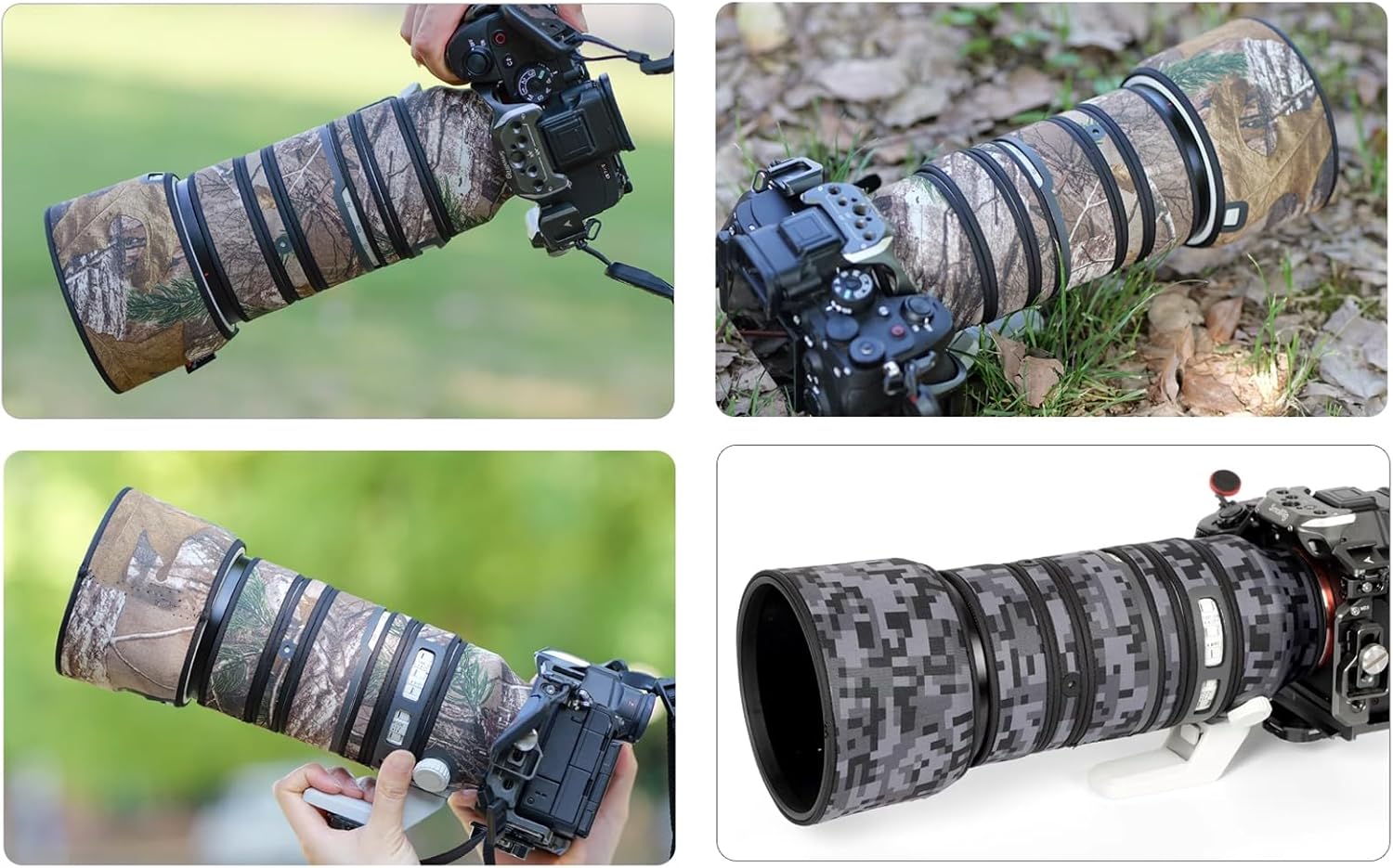 Lens Cover for Sony FE 70-200mm F/2.8 GM OSS II Camouflage Camera Lens Protection Sleeve (Color #Withered Grass Camouflage - Waterproof) Rain Cover