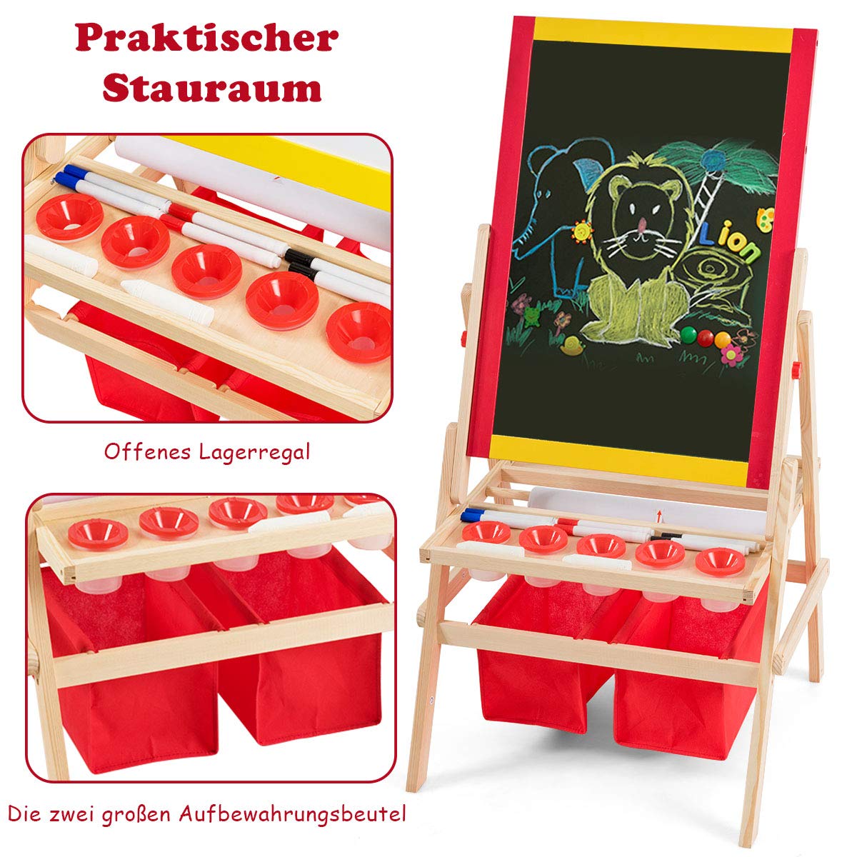 GOPLUS Caballete Infantil de Doble Cara con Soporte Ajustable