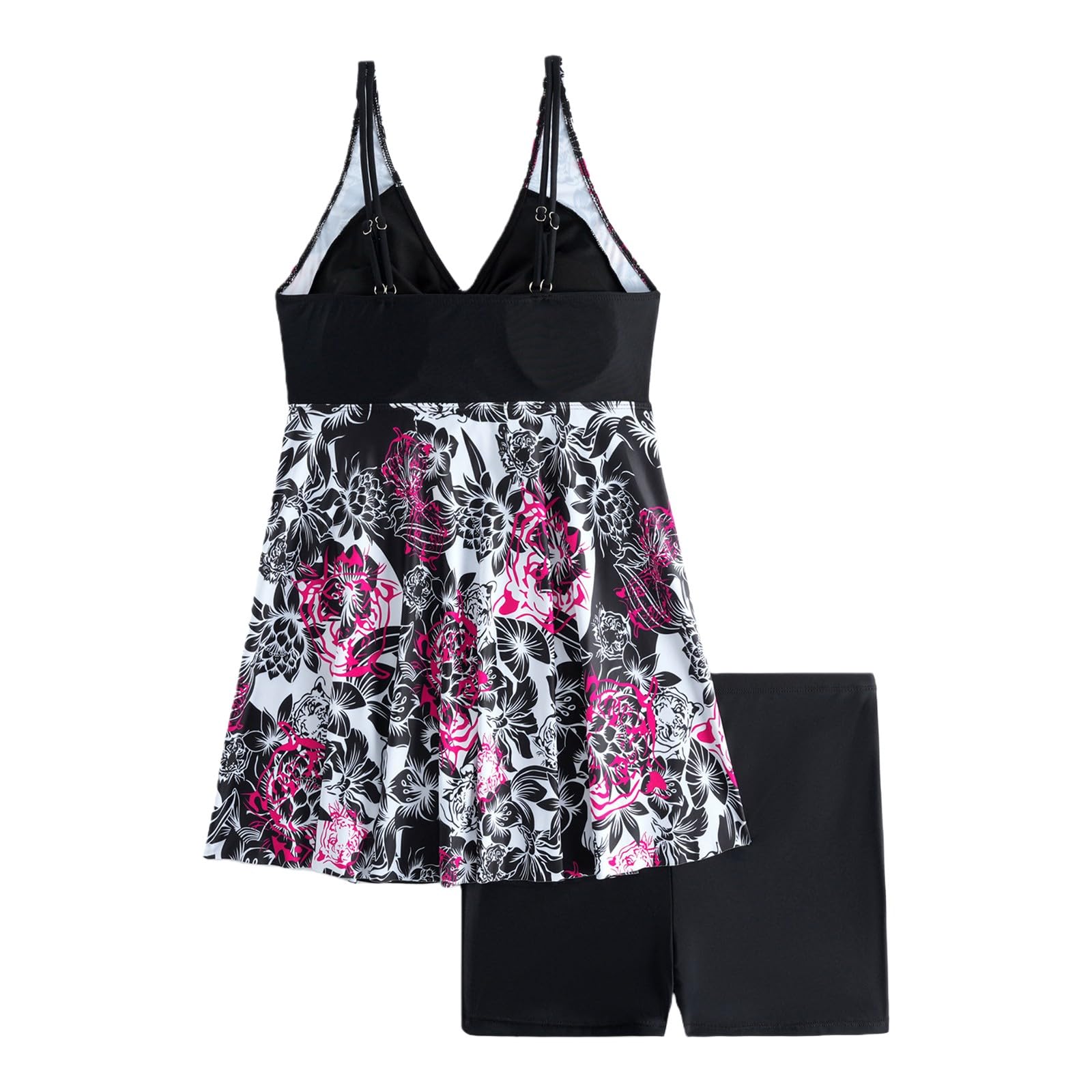 Tankini Mujer Bañador Pantalon Bikini Braga Alta Traje de baño de Piezas con Estampado Estilo Europeo y Americano Talla Grande Estilo Bañador con Falda Tankini Mujer Rojauctor Barriga