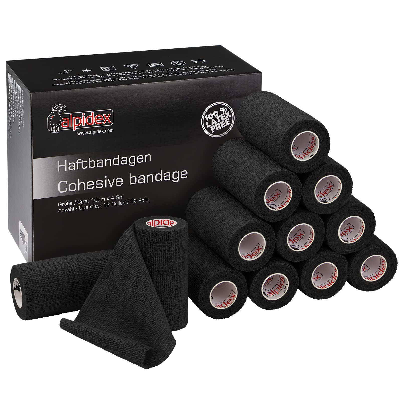 ALPIDEX 12 Rollos Venda Adhesiva 10 cm x 4,5 m Venda Cohesiva Envoltura Tape Deportiva Bendaje Autoadhesiva Mano Rodillas Tobillo Vet Wrap Perro Gato Caballo, Color:rojo — view 10