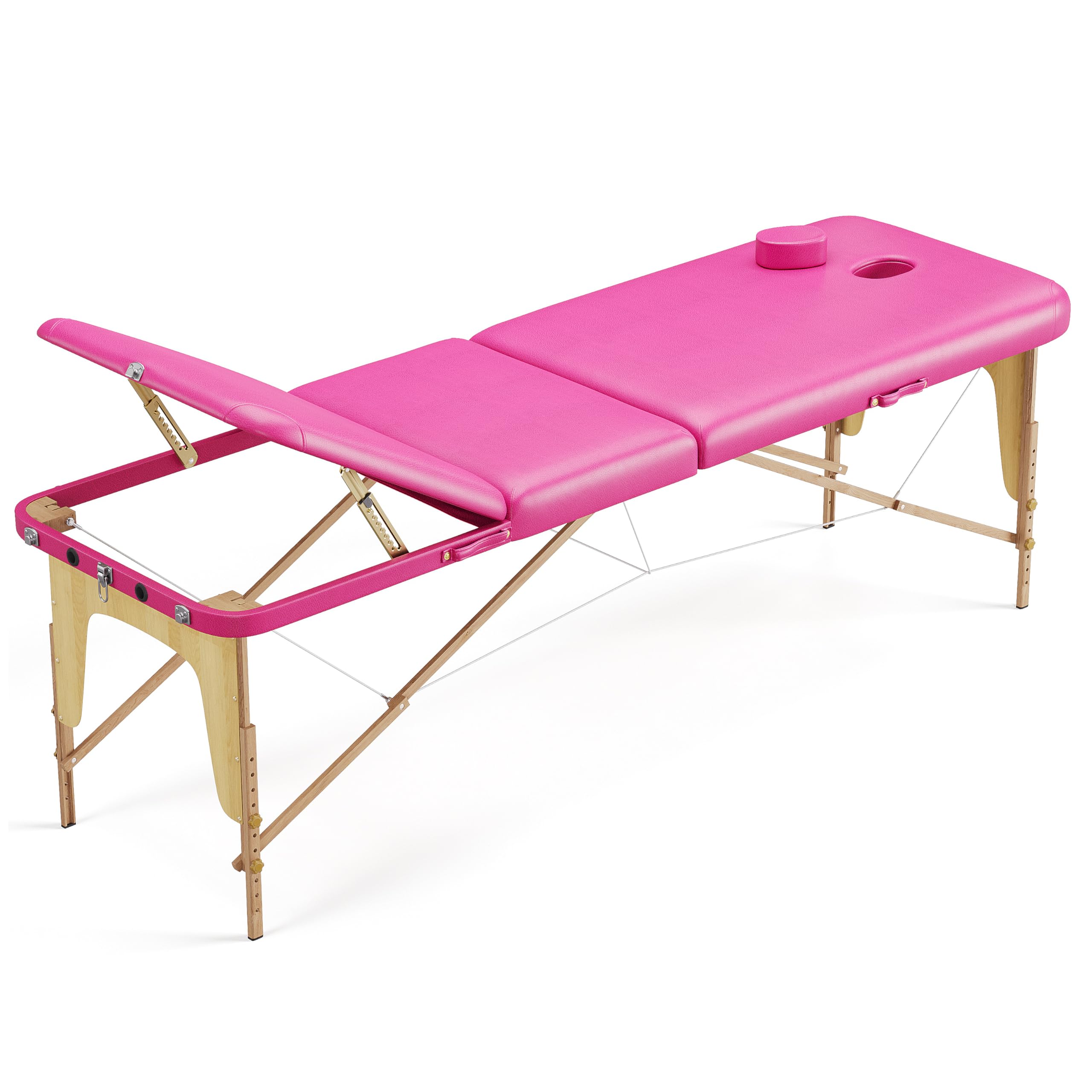 BELTOM® Camilla de Masaje Basic 3 Zonas portatil 185 x 60 cm. - Pesa Solo 14,3 kg. - Mesa Cama Banco Plegable Reiki Fsioterapeuta - Rosa