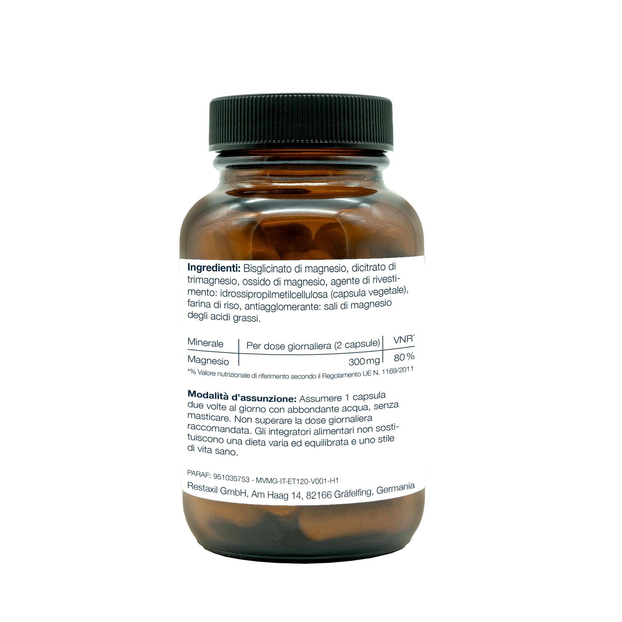 Mavosten® Magnesio [60 capsula] – complesso premium ad alto dosaggio con magnesio bisglicinato | elevata biodisponibilità | testato in laboratorio | vegano | dallo specialista del sistema nervoso