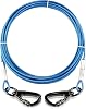 Dog Tie Out Cable with 360° Swivel Lockable Hook and PVC Coating, 10ft 15ft 20ft 25ft 40ft 60ft 120ft Reflective Dog Lead Line, Galvanized Steel Wire Rope for Small Medium Pet Up to 60, 120, 250 lbs