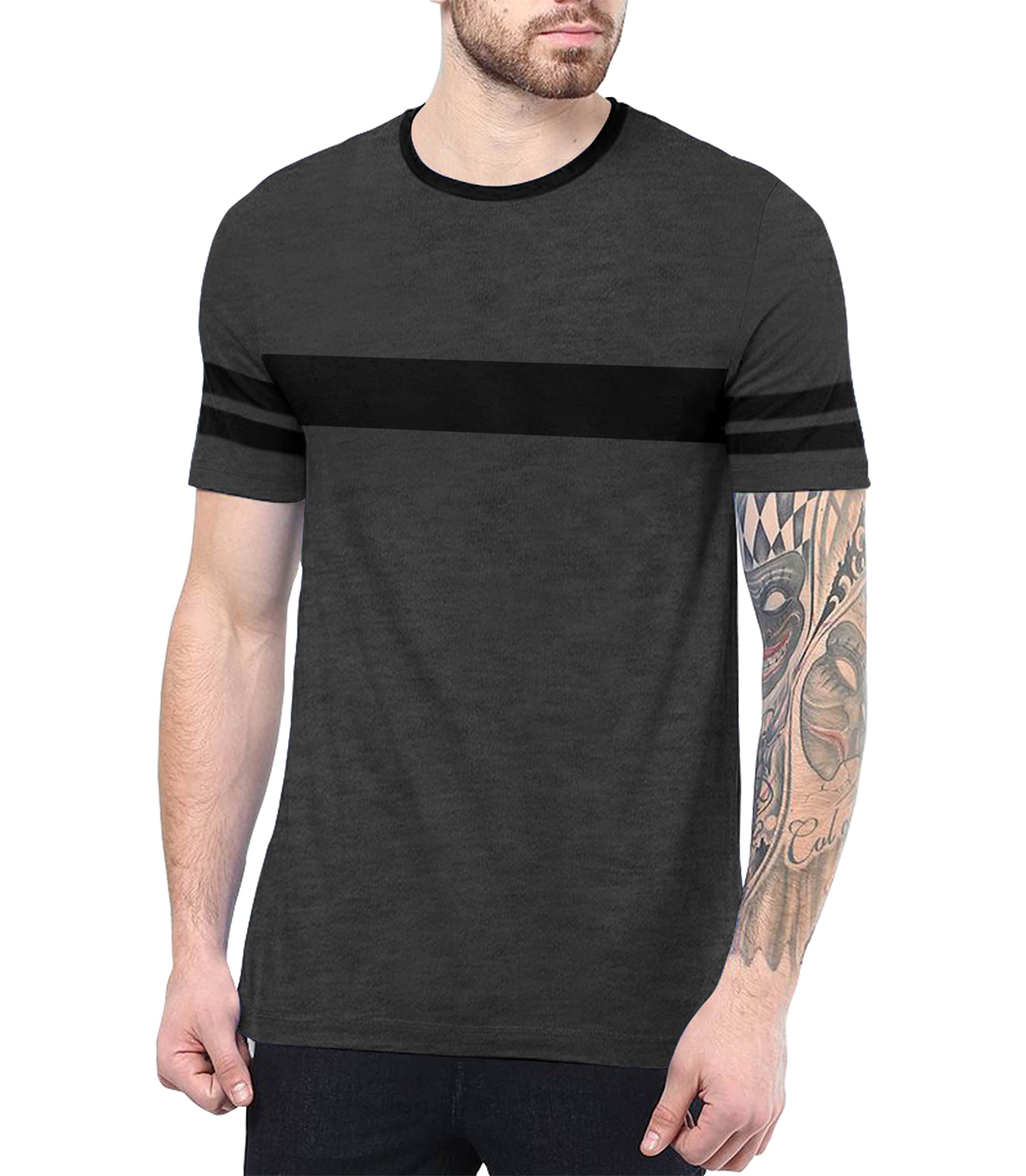 DecrumShort Sleeve Shirts for Men - Crewneck Soft Jersey Half Sleeves Casual Tshirt Mens