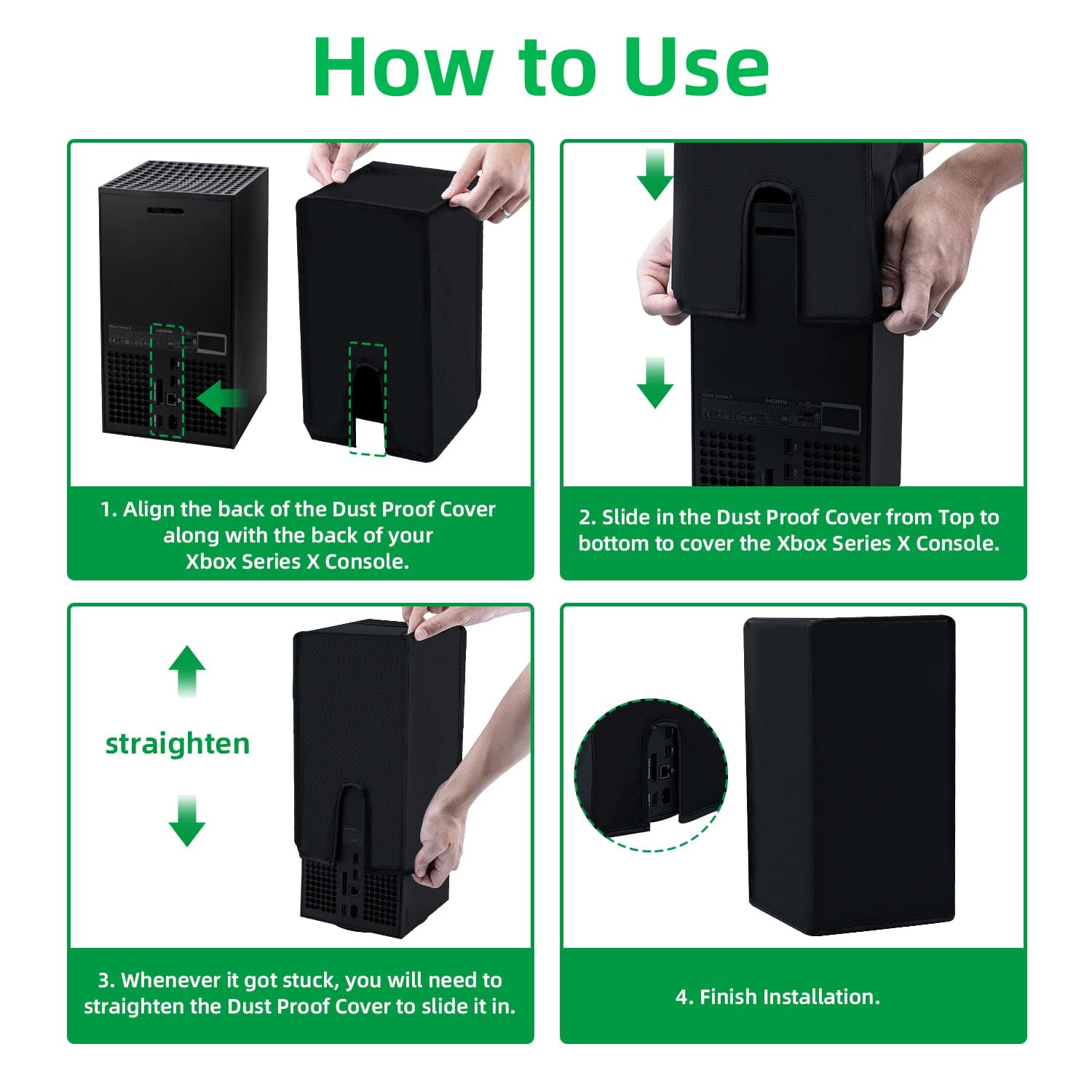 Funda Negra contra el Polvo para la Consola Xbox Series X, Funda Protectora Impermeable contra el Polvo para la Consola Xbox Series X-Vertical