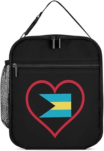 I Love Bahamas Red Heart Insulated Lunch Bag for Women Men Reusable Lunch Box Tote Bag for Work Travel