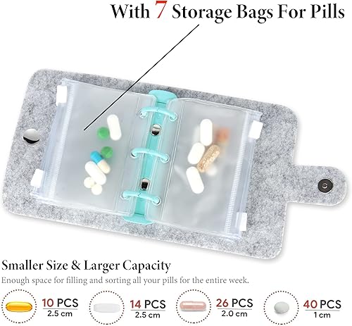 Miniatura 4 de Hennaja Organizador de píldoras, bolsas para píldoras, bolsas de plástico transparente para píldoras, organizador de medicamentos de viaje con