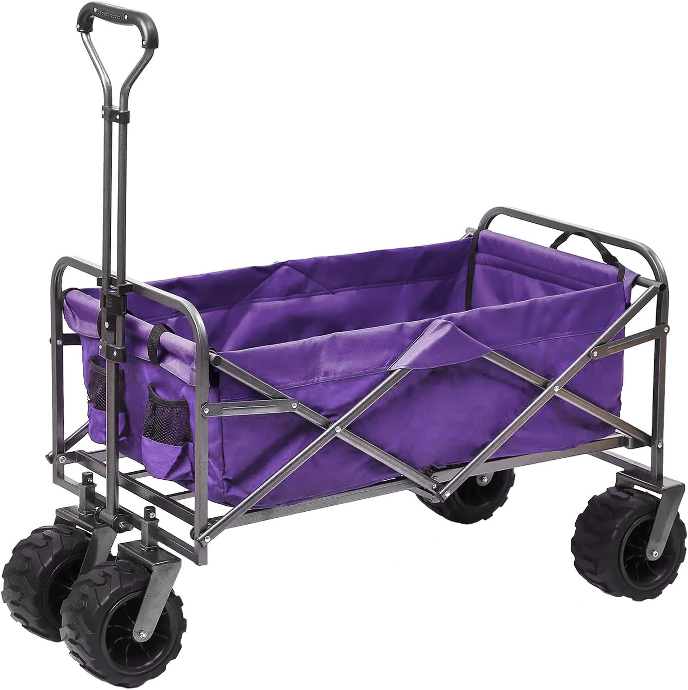 Outdoor Innovations Heavy Duty Collapsible All Terrain Folding Beach Wagon Utility Cart (Purple)