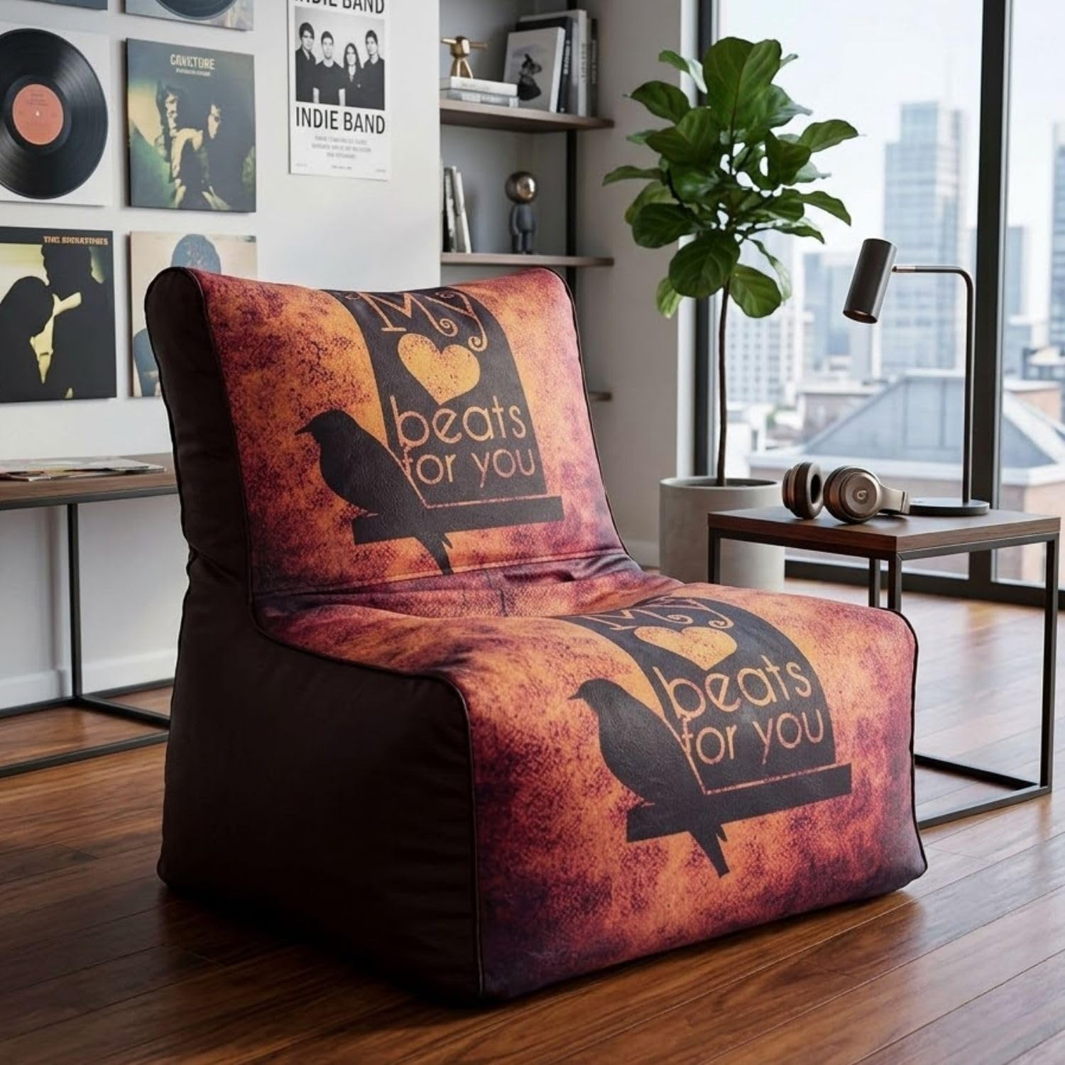 Bean Bag Chair Cover | Size: 0XL | Color: Heart for You Maroon | Without Beans | Premium Leatherette Cover (CMF 1243)-image-8