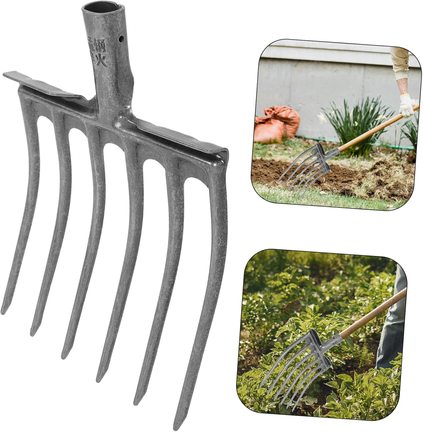 Stall Forks for Manure Heavy Duty 5/6 Tooth Handle Replacement Bedding Fork Rake for Horse Manure