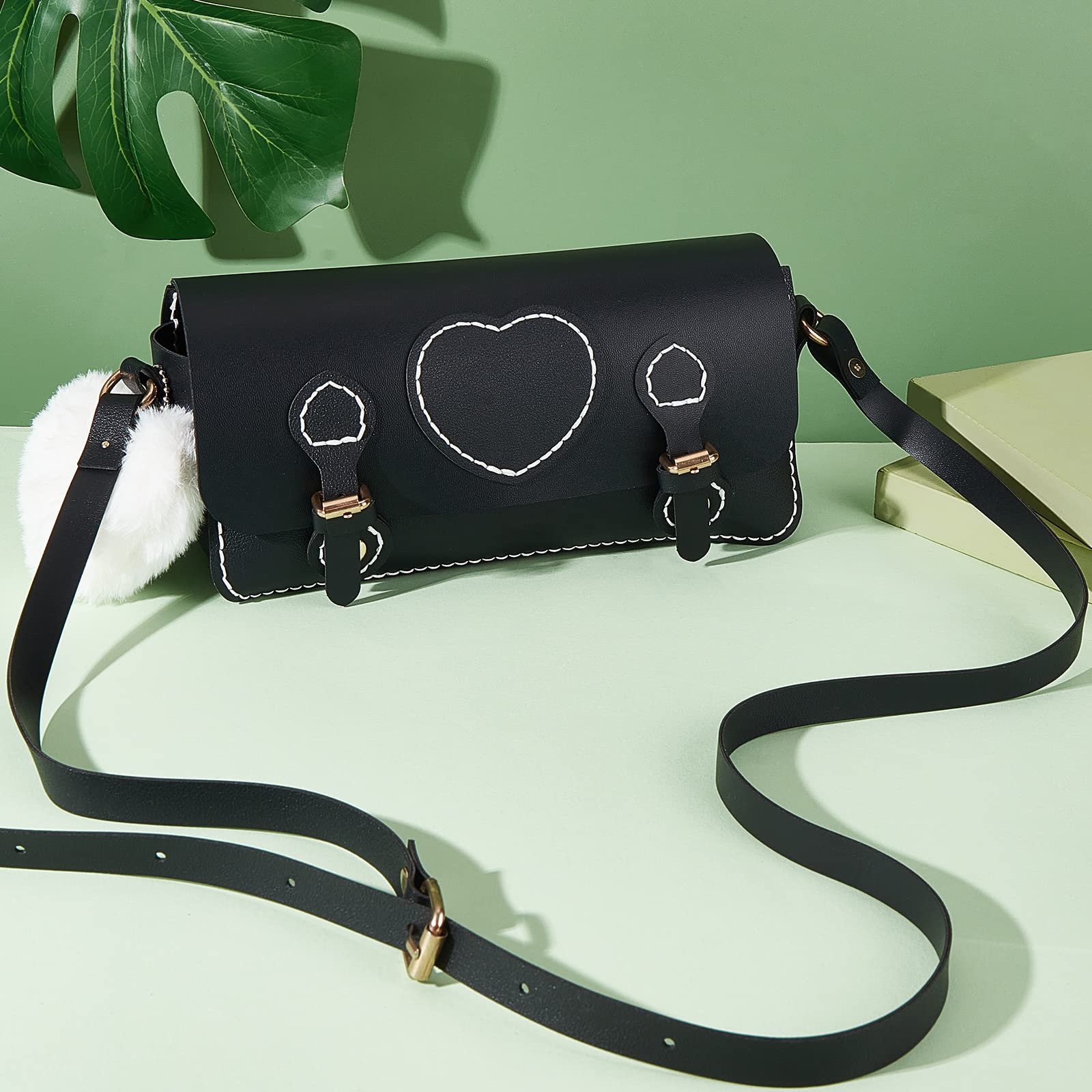 WADORN Kit Per Borse All'Uncinetto In Pelle PU - Fai-da-Te Con Manici E Bottoni - Foto 3