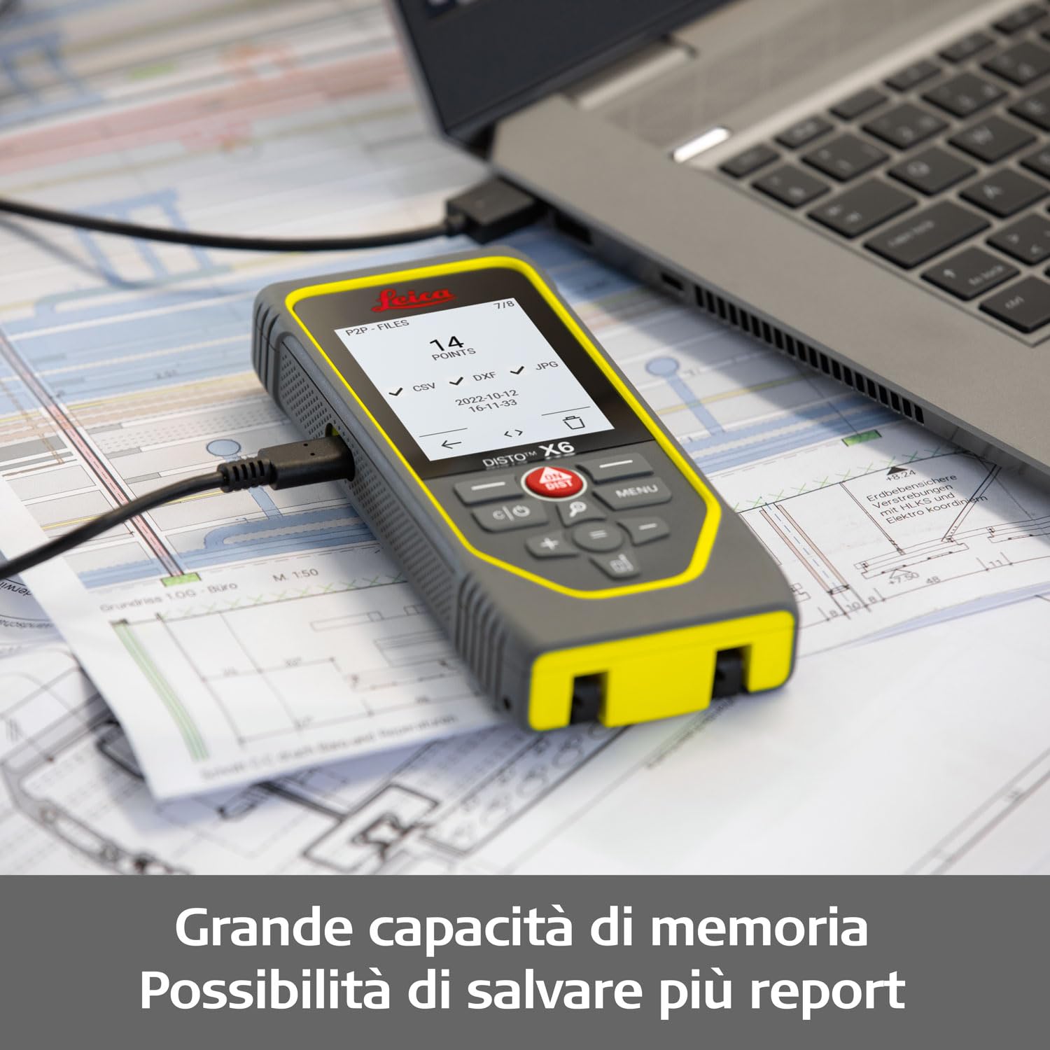 Leica DISTO X6 – metro laser robusto (classe di protezione IP65) con Bluetooth uso con app e fotocamera del mirino per misurazioni della distanza nelle condizioni più difficili (uso esterno e interno)