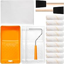 Mister Rui Microfiber Paint Roller Set, Small Paint Roller 4 Inch, Paint Roller Sleeve, 2 Inch Foam Brush, Painting Tools for Renovating Projects of Small Areas, Used with Most Paints and Stains