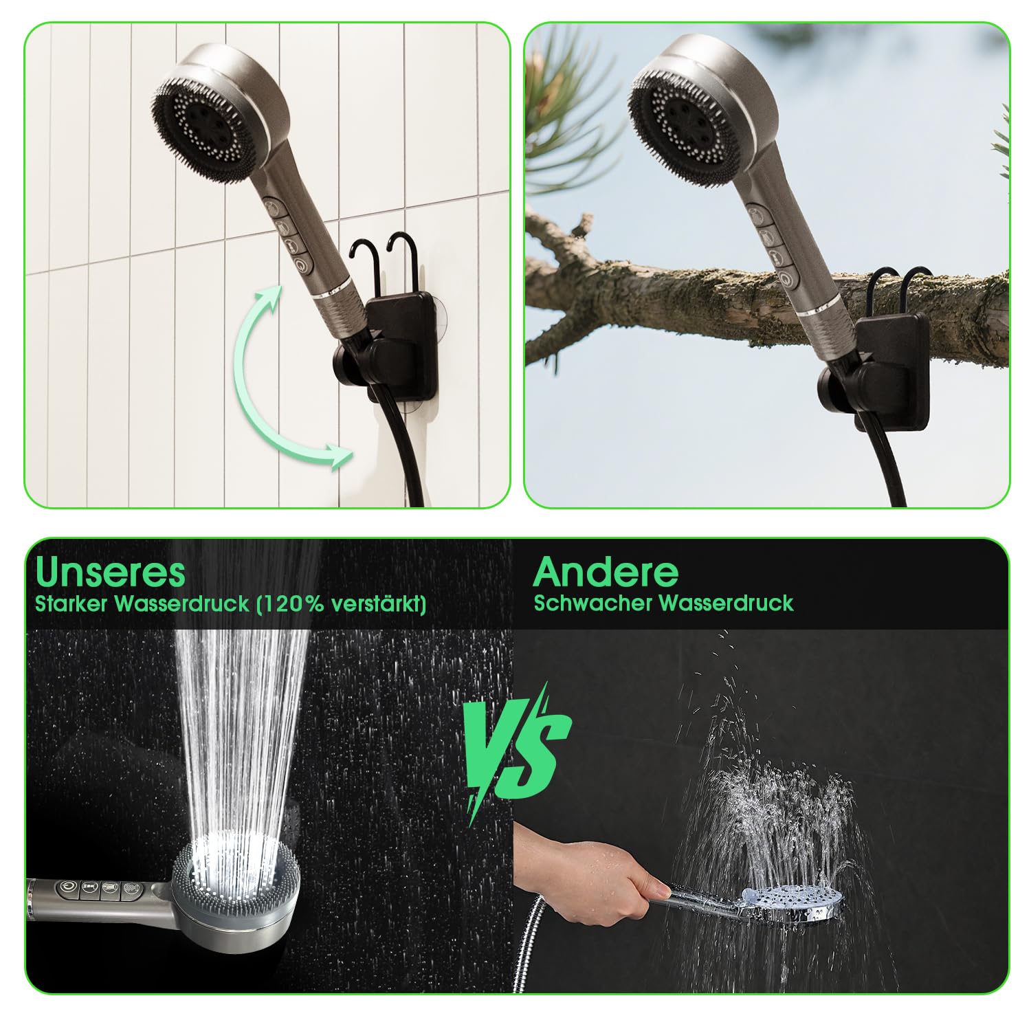 Zelvia Tragbare Campingdusche mit Pumpe und 20L Falteimer Camping Dusche Outdoor mit wiederaufladbarem 6000 mAh für Camping Reisen Garten Haustiere Autowaschen
