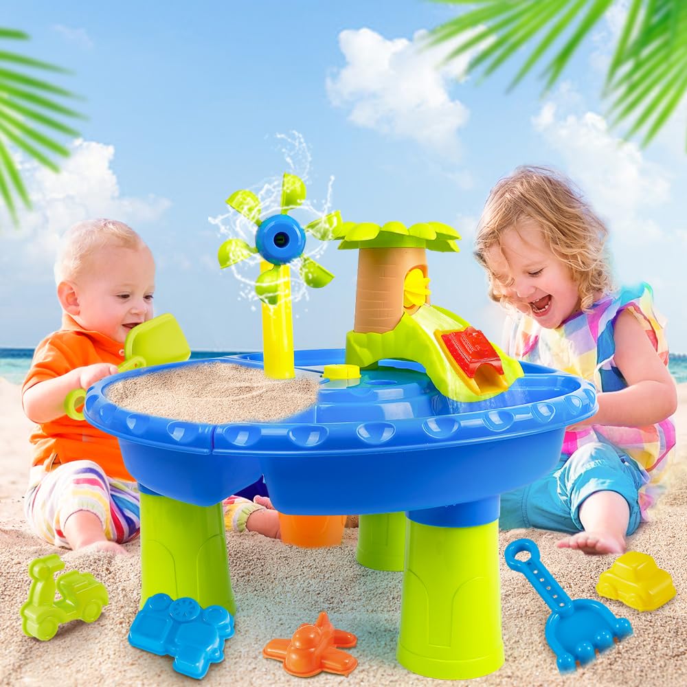 Table à Eau 3en1 TERRAMUS - 22 Accessoires - Jeu D'Extérieur Pour Enfants 3-6 Ans
