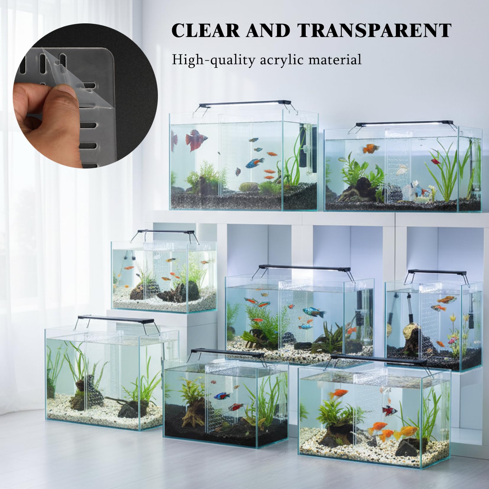 LIYAOLI Divisore per acquario, separatore regolabile in acrilico con ventose per acquario lungo 15/20 galloni, divisore per serbatoio da 28,4 x 28,9 cm