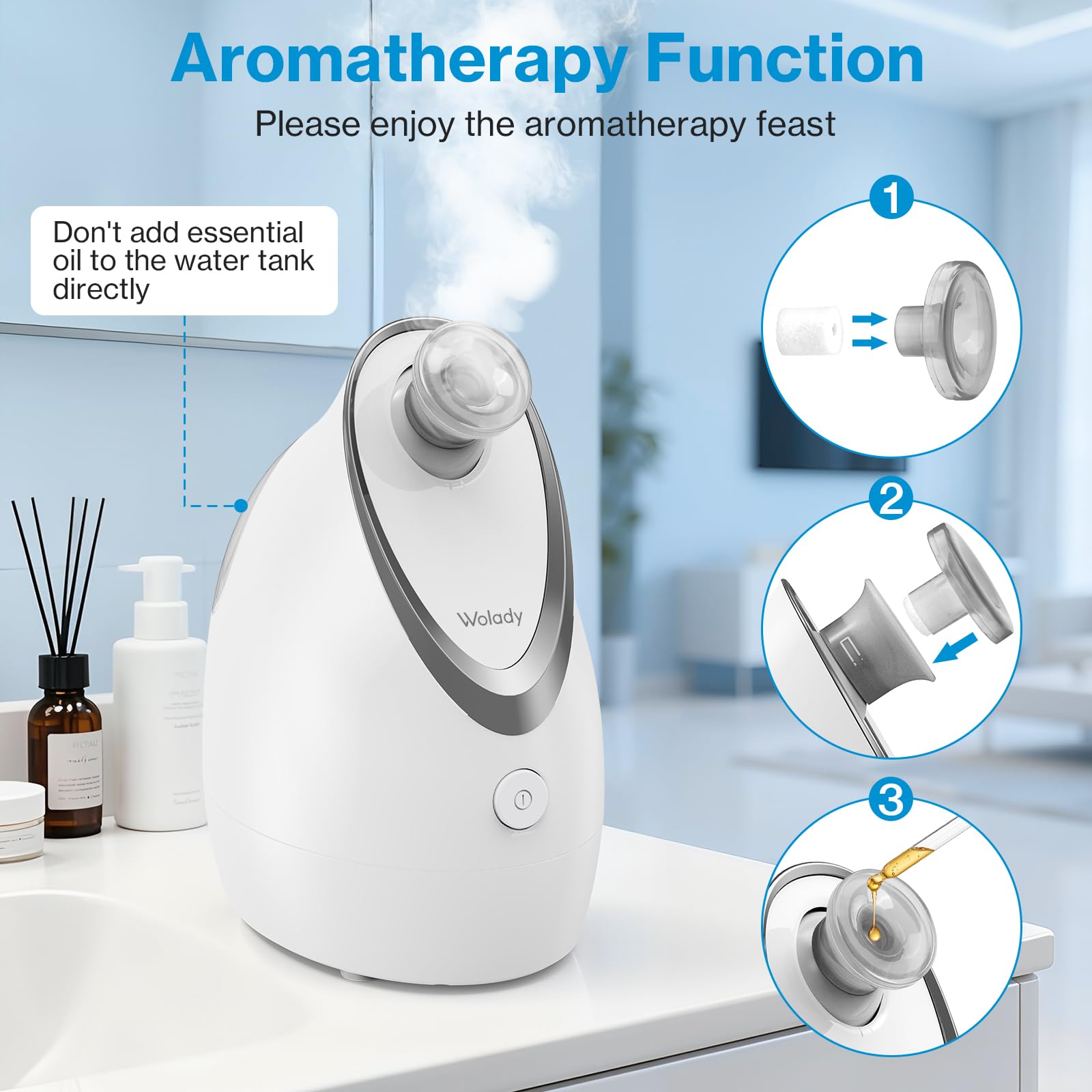 Vapeur Visage Vaporisateur Sauna Spa Facial Chaude Nano Ionique,Equipé de coton aromathérapie,Réglable Visage Steamer Humidificateur Appareil,Pour Homme et Femme Hydratant Débouche les Pores
