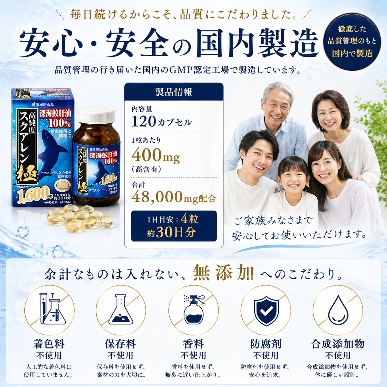 Amazon.co.jp: Deep Sea Shark Liver Oil 100% Squalene Pole 120 