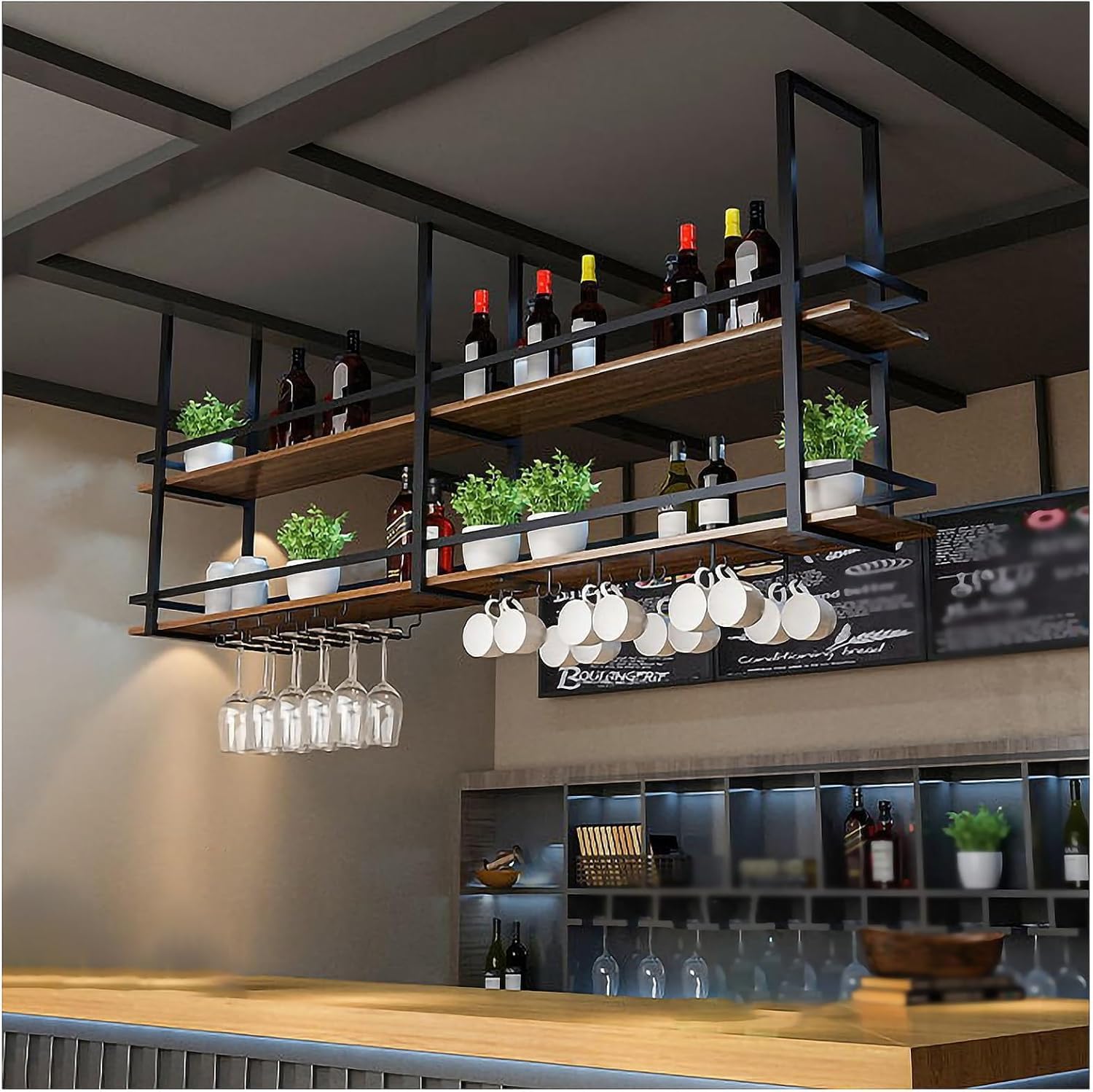 Étagère à vin suspendu pour manque de place | Solution de plafond contre le désordre