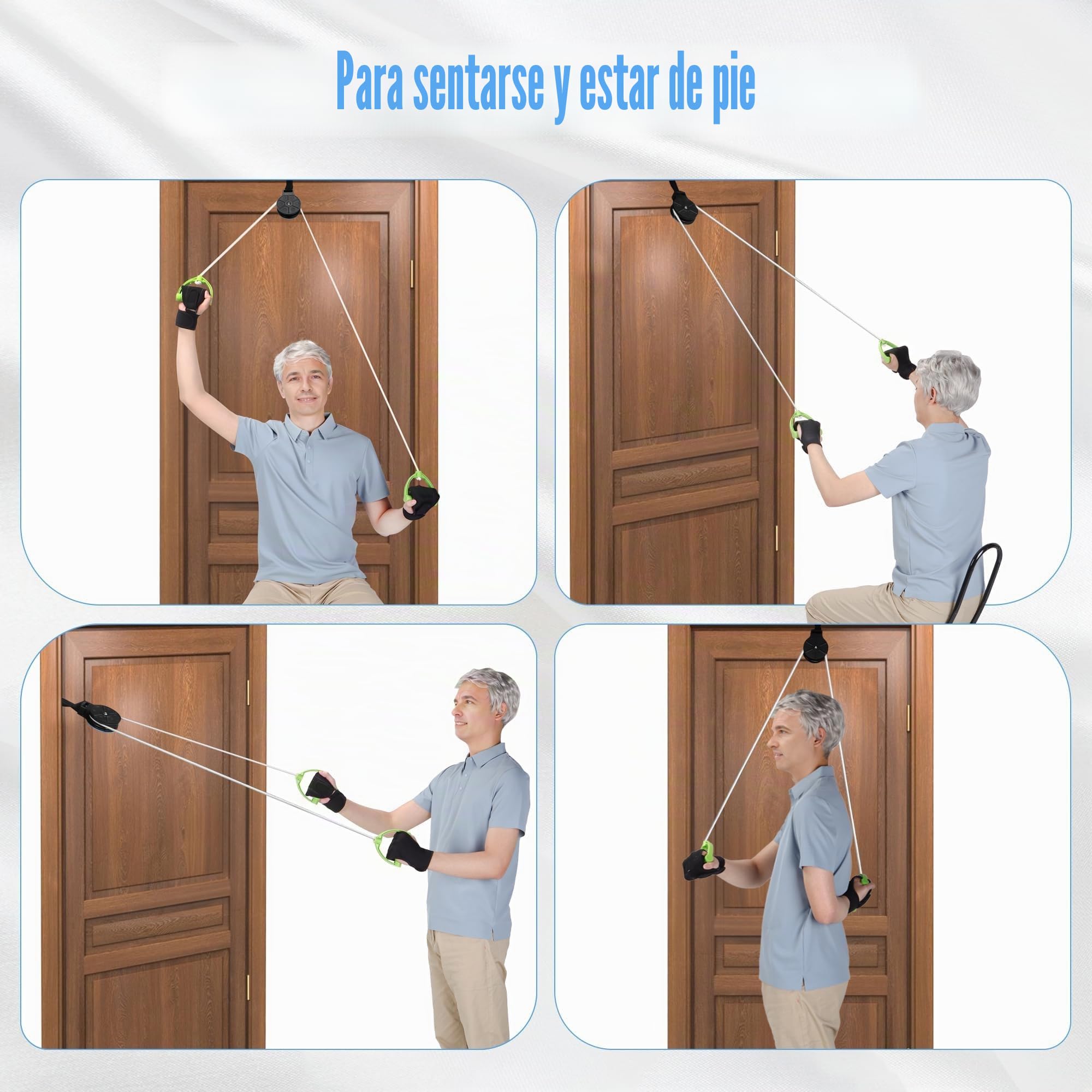 Polea Hombro, Poleas Rehabilitacion Hombro para Fisioterapia Cuerda Poleas Gimnasio para Casa Cuerdas Ejercicio Puerta para Rehabilitacin