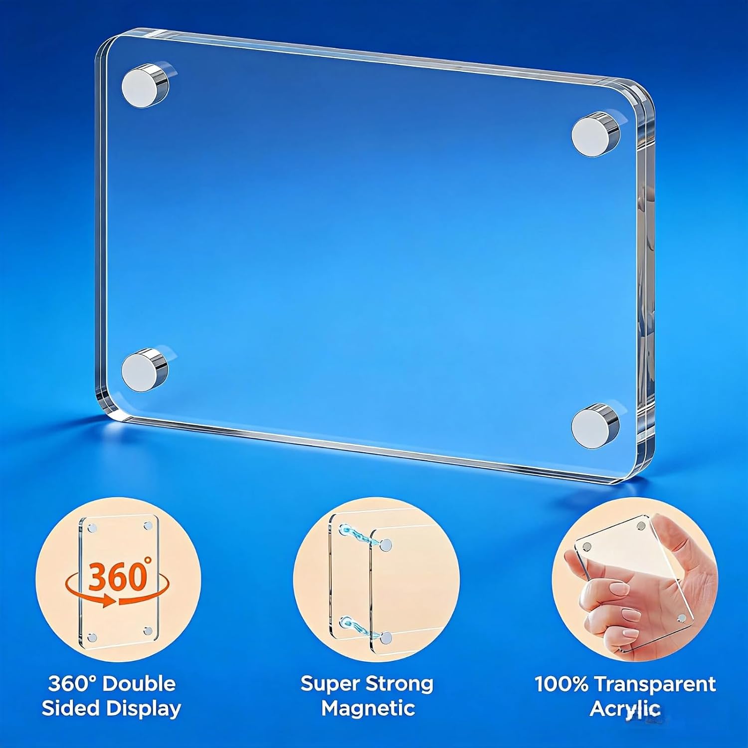 8 Pack Acrylic Magnetic Photo Frames for Fridge,2.36x3.54 Inch Double Sided Clear Mini Picture Frames,Perfect for Fujifilm Instax Mini & Polaroid Film,Refrigerator Magnet Photo Holders for Home Office