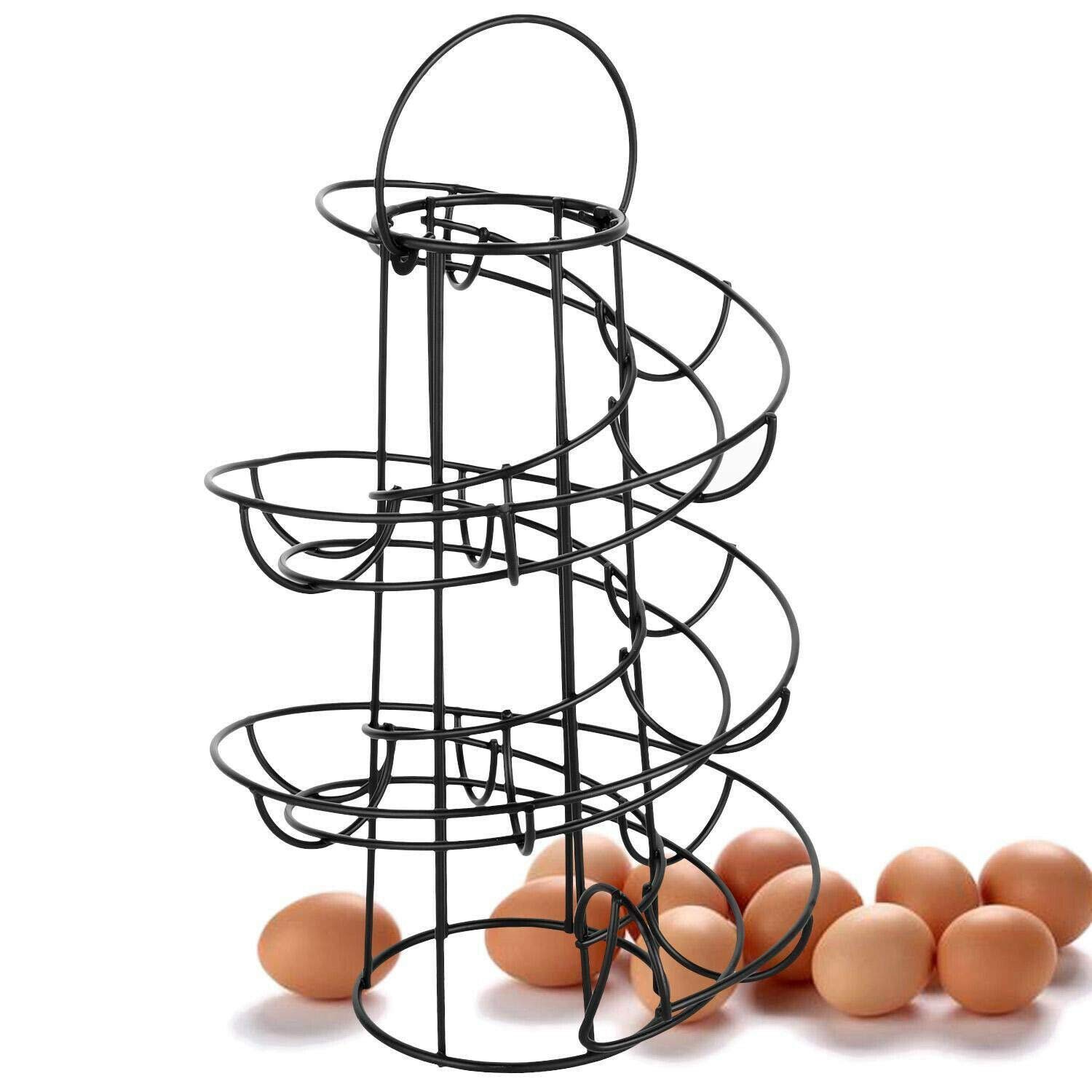 HoitoDeals Stainless Steel Spiral Helter Skelter Egg Holder Stand For Storage Holds Up To 18 Eggs