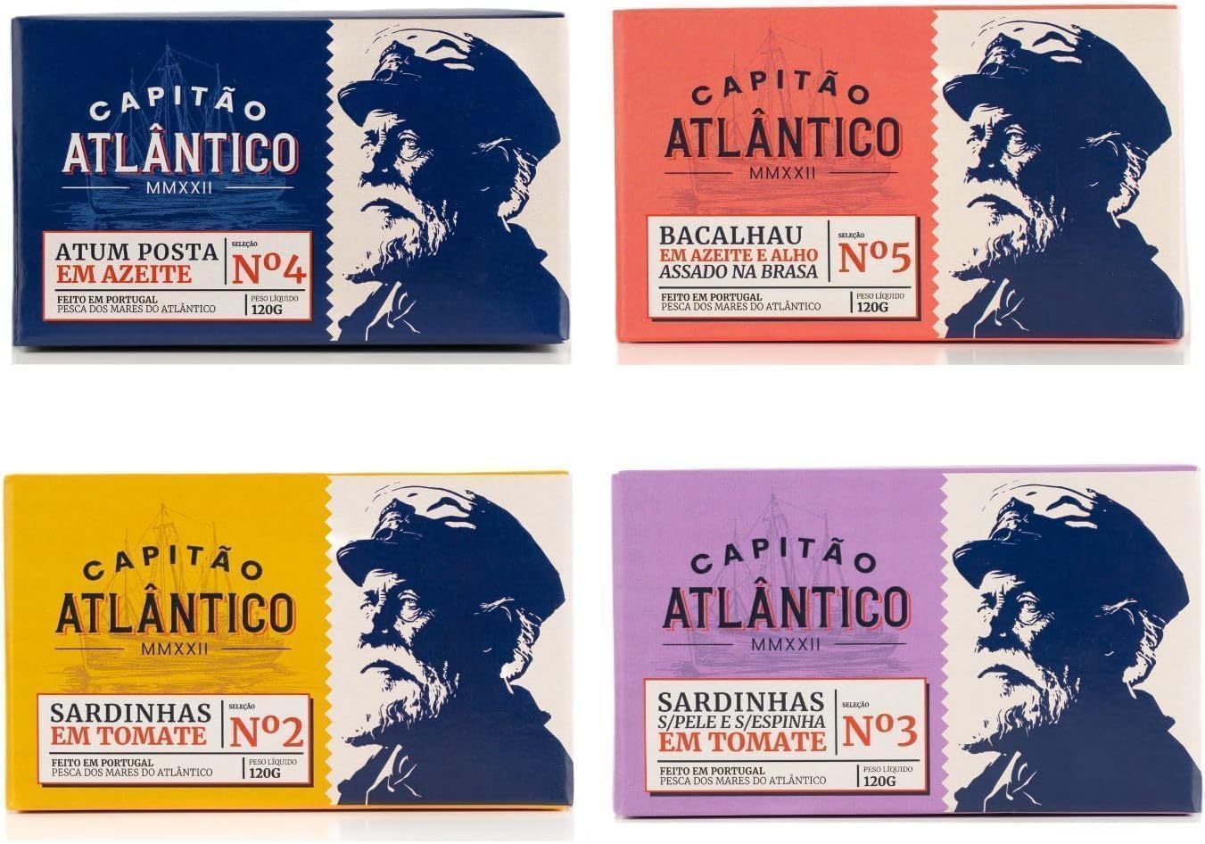 Pack Variado de Conservas de Pescado - Bacalao a la plancha en aceite de oliva con ajo asado, Sardinas sin piel y sin espinas en tomate, Sardinas en tomate, Filete de atún en aceite de oliva - Pack de