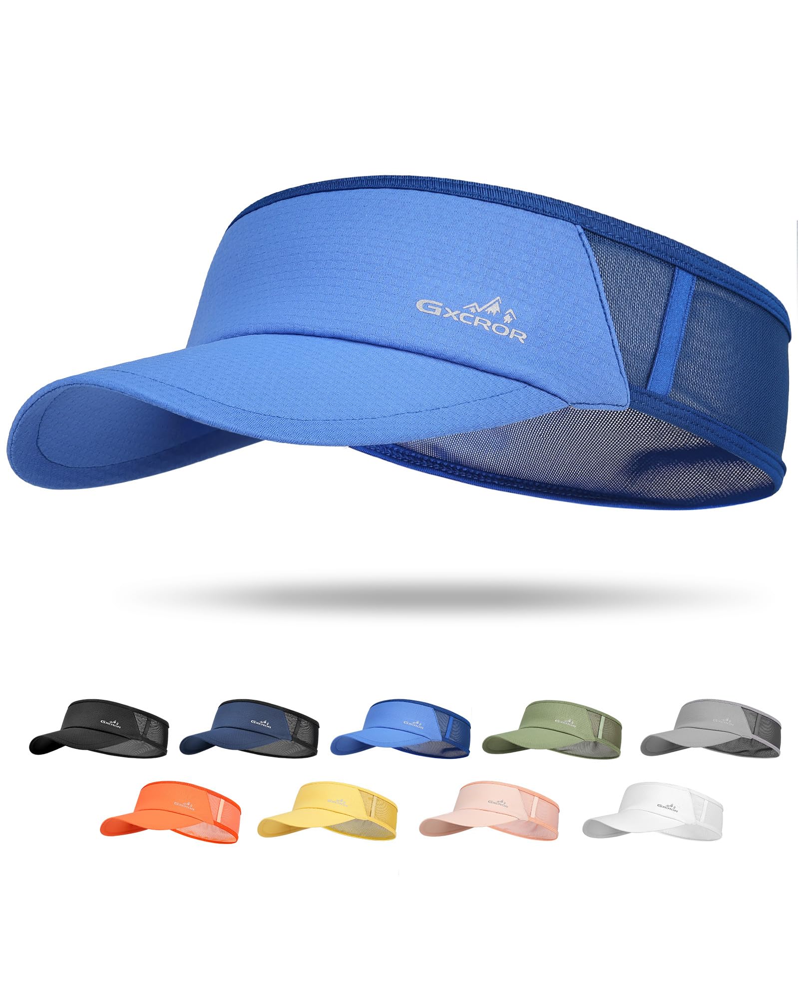 GXCROR Sports Sun Visor Hat Men Women, Lightweight Breathable Quick Dry Sports Sun Hat for Running Golf Tennis
