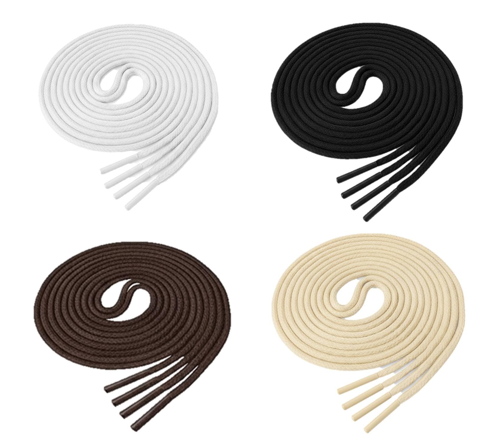 Lify Waxed Cotton Extra Thin Dress Round Shoelaces for formal shoes/leather shoe, available in 60CM (23.62'') & 80CM (31.5'') - Black, Teak, Tan & Coffee Color - 4 Pair PacK โฆ
