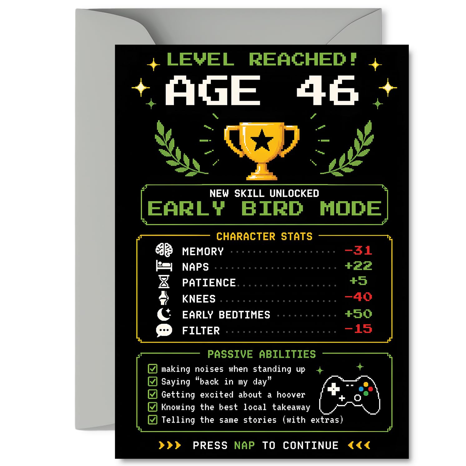 Funny 46th Birthday Card, Level Up Your Birthday Laughs