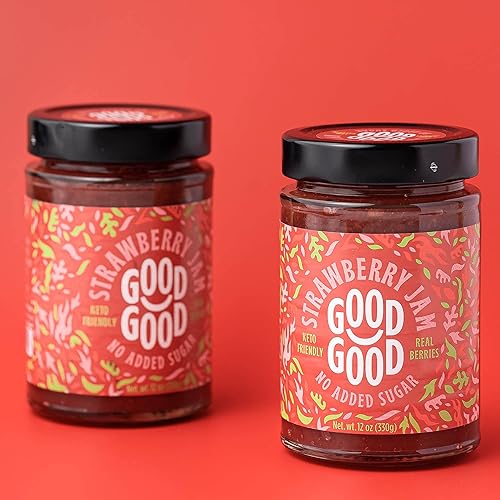 Miniatura 6 de GOOD GOOD Paquete variado de 4 mermeladas de frutas sin azúcar añadida – Jalea apta para dieta cetogénica, concordia, fresa, albaricoque y frutas