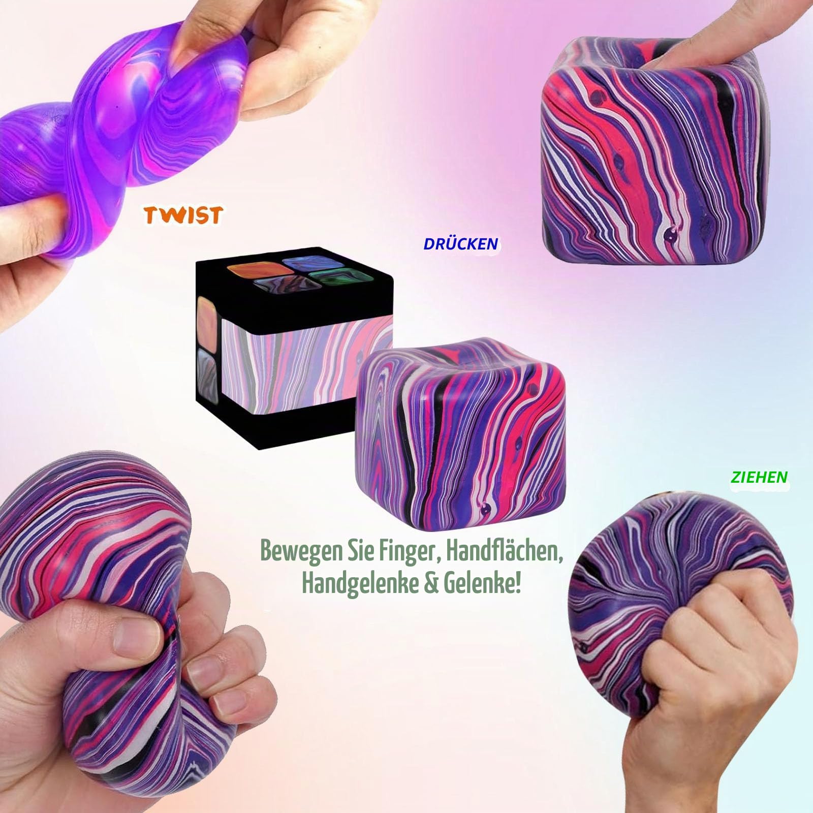 Squishy Cube, Squishy Stress Würfel, Eiswürfel Sensorik Stressball, Eiswürfel-Fidget-Toy, Ice Cube Squishy, Fidget Cube Stressball, Squishy Fidget Toys, für Erwachsene Angstlinderung