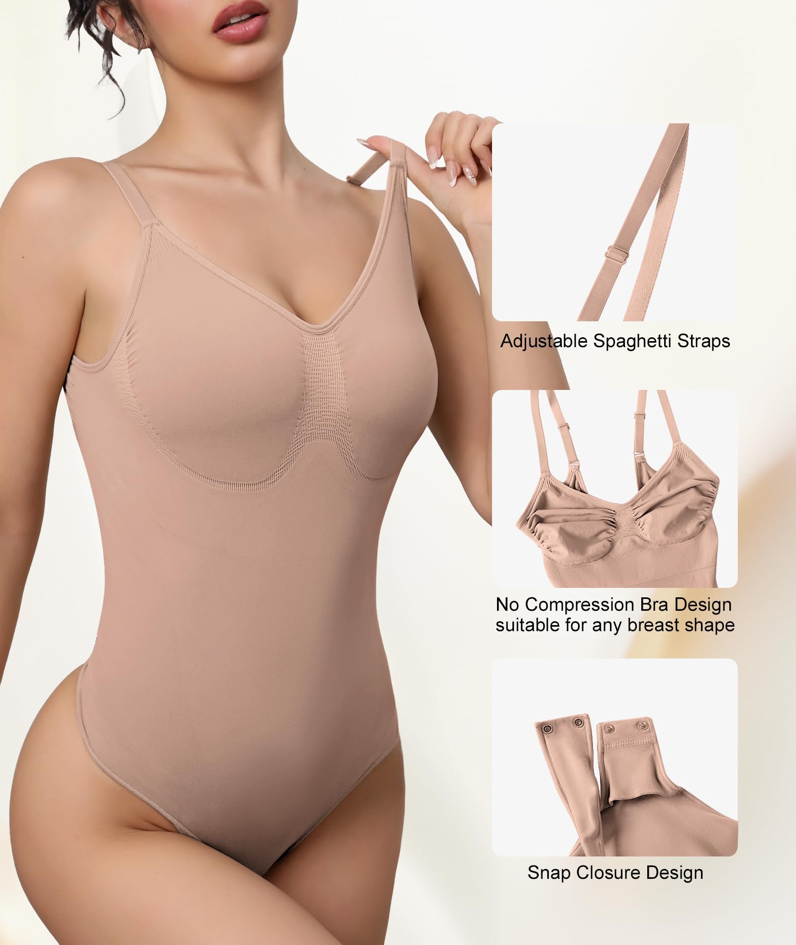 Mosebo - Faja moldeadora sin costuras con control de abdomen para mujer, sin tirantes, con correas extraíbles