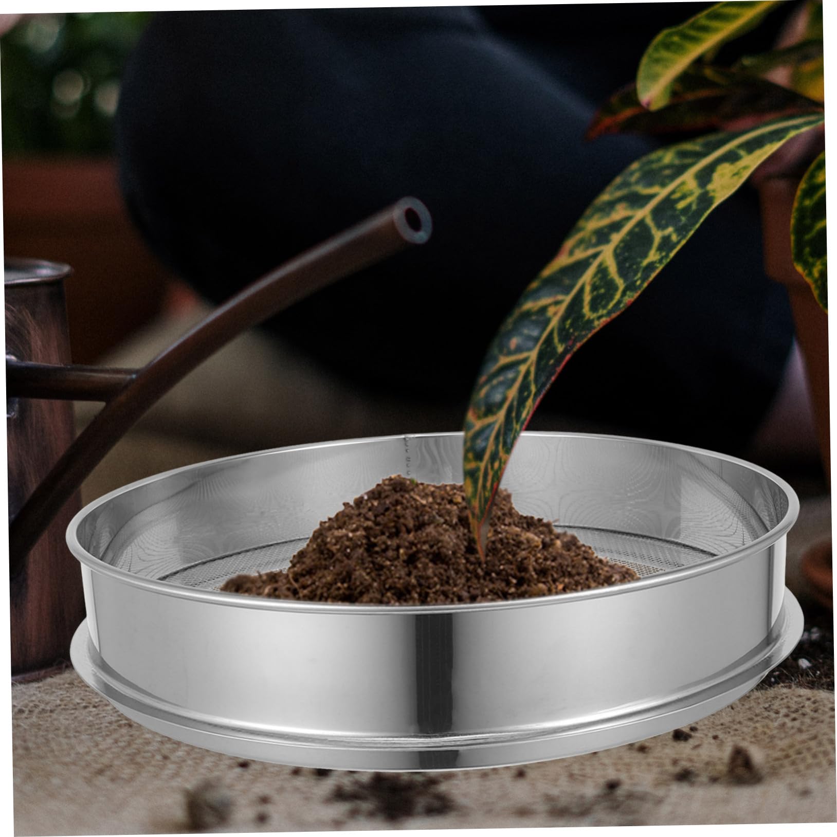 Sosoport Soil Sifter Screen Stainless Steel Sifting Pan Raised Bed Soil Sifter Home Sifting Tool Garden Compost Acid Sieve