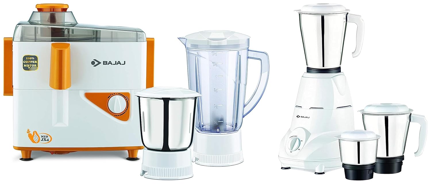 Buy Bajaj Neo JX4 450Watt Juicer Mixer Grinder with 2 Jars (White