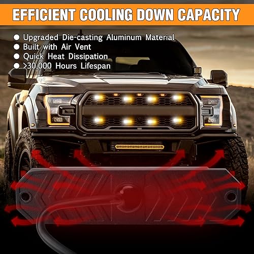 Miniatura 3 de Luz estroboscópica ámbar y blanca de 24 LED para vehículos, luz LED a la parrilla de montaje en superficie, 20 modos de flash, luz estroboscópica