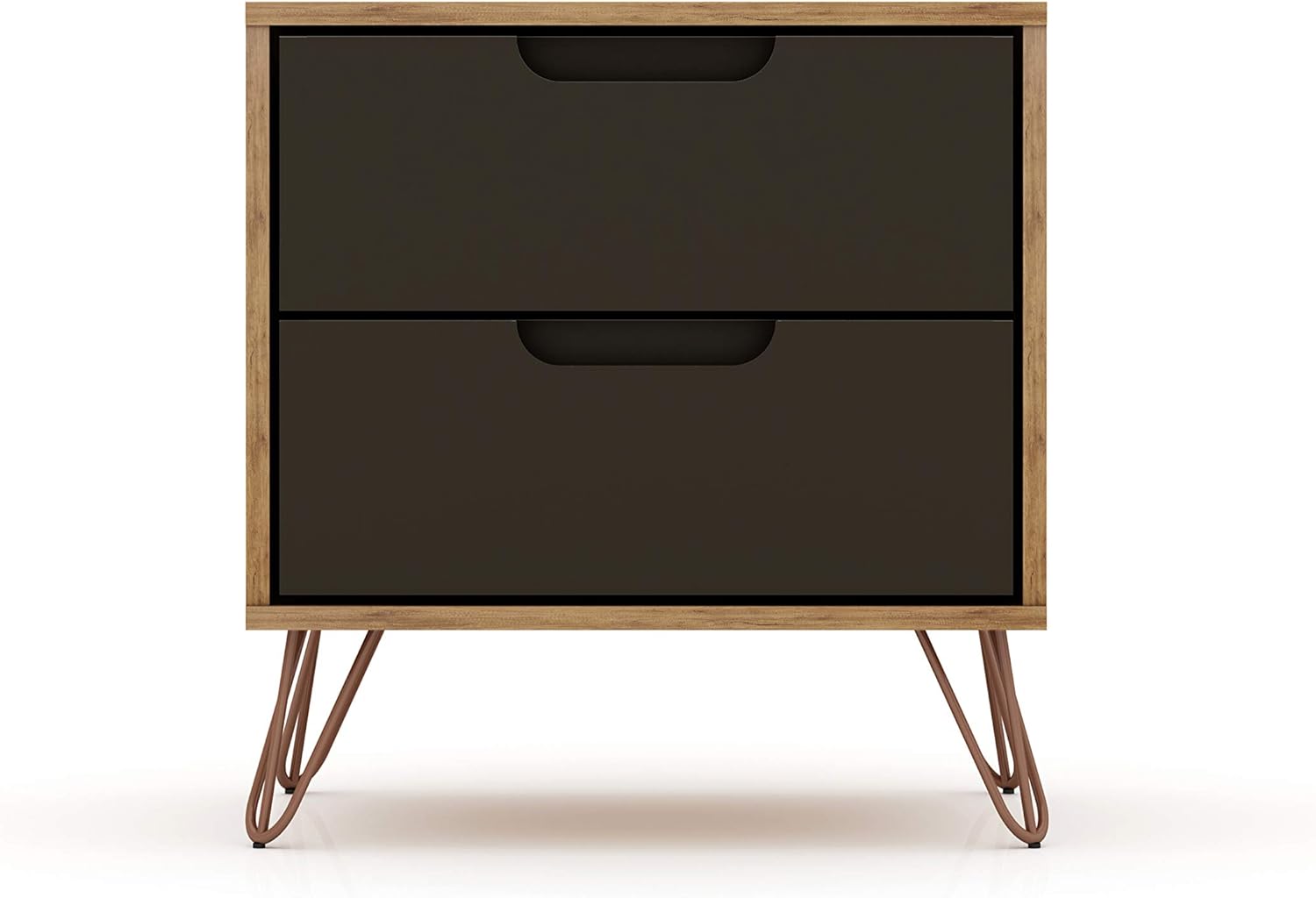 Manhattan Comfort Rockefeller Mid-Century Modern 2 Drawer Bedroom Nightstand, 20.08