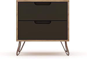 Manhattan Comfort Rockefeller Mid-Century Modern 2 Drawer Bedroom Nightstand, 20.08