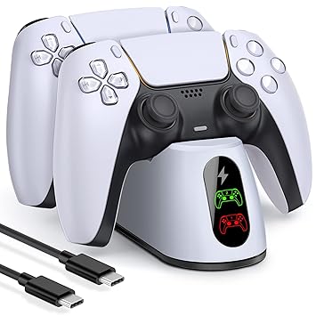 PS5 Controller Charging Station Dock, PS5 Controller Charger Station for Dualsense Controller, Fast 5V/3A Charging for Playstation5 Charging Station, Stable PS5 Charger Dock for Dual PS5 Dualsence